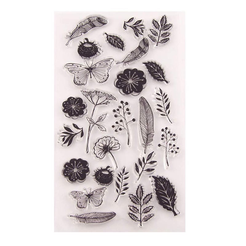 arriettycraft Dandelion Flowers Clear Stamps for Card Making and Journaling, Leaves Butterfly Rubber Stamps for Scrapbooking Journals Album Paper Crafts DIY - Image 1